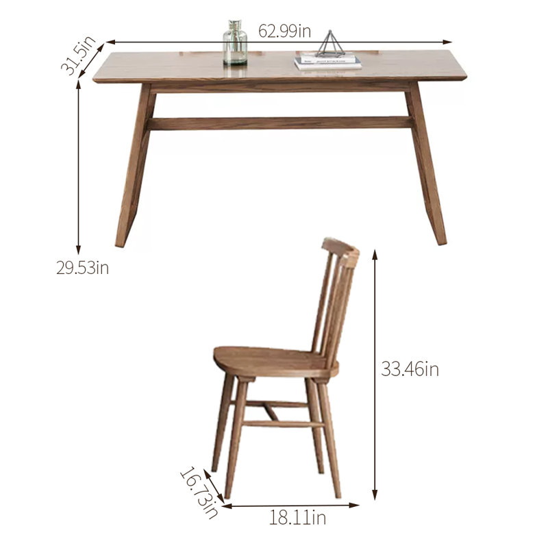 Ensemble de salle à manger rectangulaire Laiten, H 29,53 po x L 62,99 po x l 31,5 po