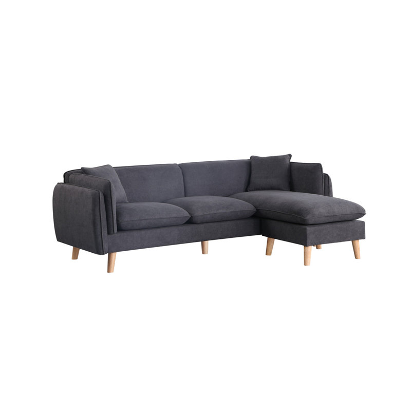 Dark Gray Fabric Sectional Sofa Chaise
