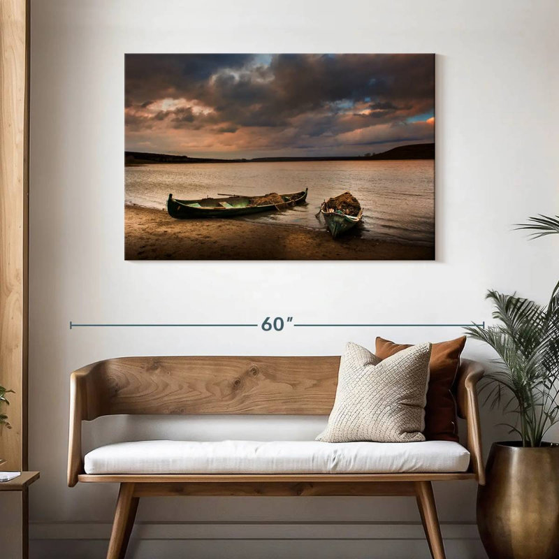 Bateaux de pêche Mehar au crépuscule, H 30 po x l 45 po