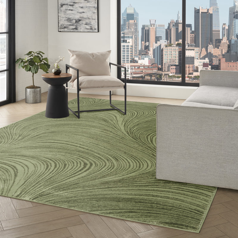 DKNY Central Park West 5'3" x 7'3" Green Modern Indoor Rug, Rectangle 5'3" x 7'3", Green