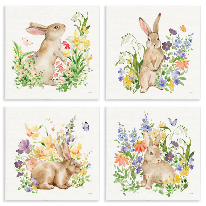Ensemble de 4 plaques murales Celebrate Spring Floral, par Katrina Pete