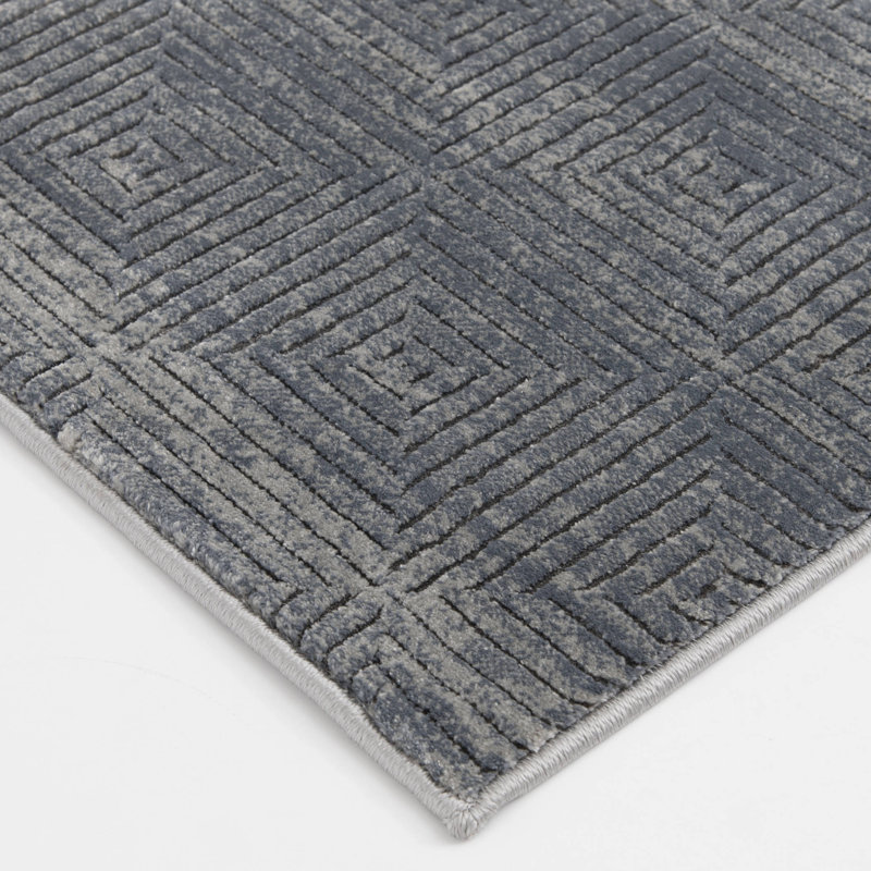 Ebern Designs German Barris Grey Geometric Indoor Polypropylene Area Rug, Rectangle 3'3" x 5'3"