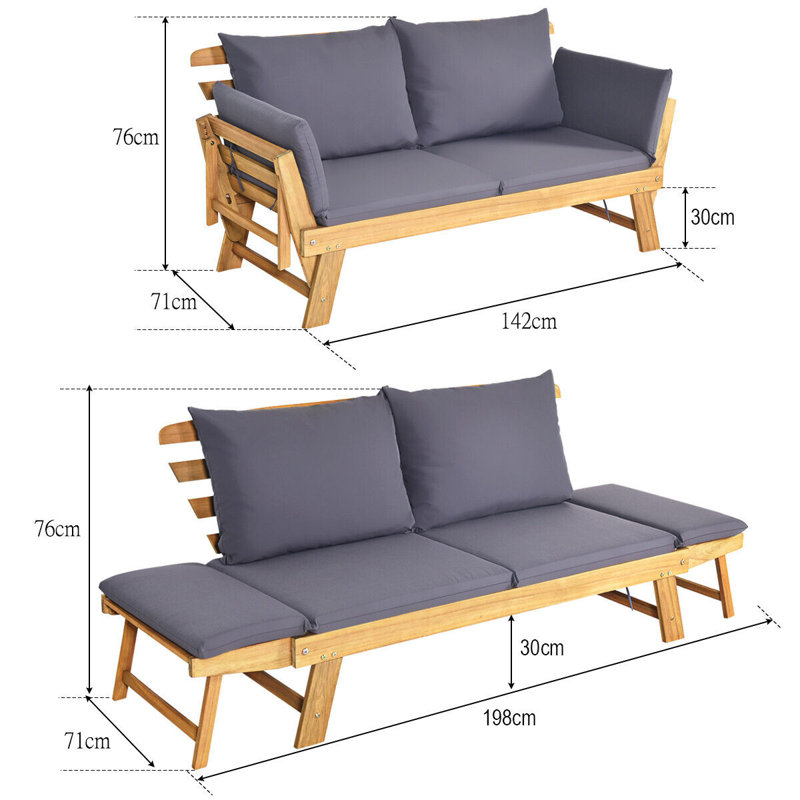 198cm Wide Loveseat with Cushions