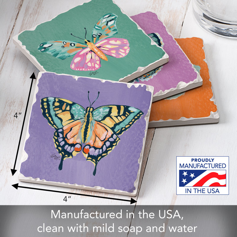 Paquet de 4 sous-verres assortis Butterfly Beauties