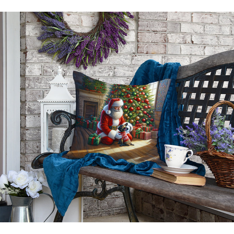 Coussin French Bulldog and Santa Claus, H 18 po x l 18 po