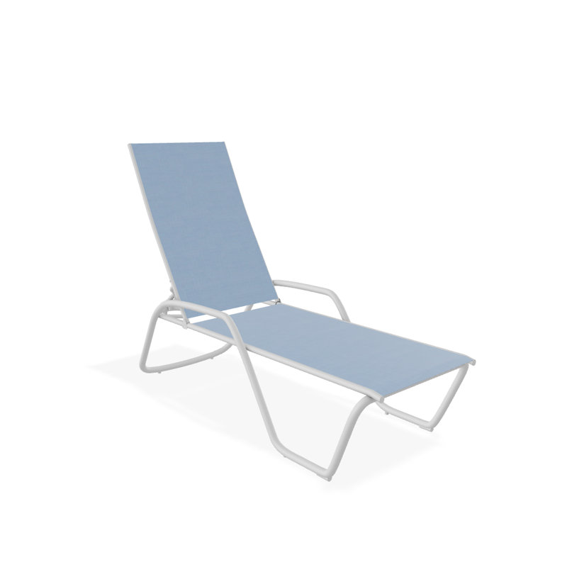 Outdoor Rust-Resistant Metal Chaise Lounge, Textured White, Sky 42D