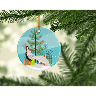 Ornement en céramique faisan de noël