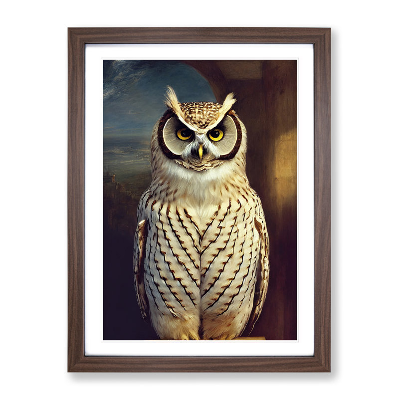 A Breathtaking Owl 1 Piece Single Picture Frame Wall Art, 46cm H x 34cm W x 2cm D, Walnut