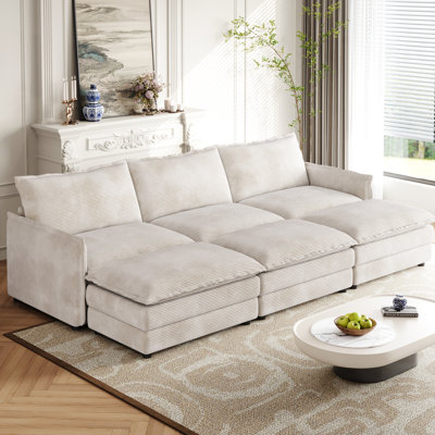 3 Corduroy With 2 Movable Footrests, Deep Recliner For Home, Upholstered Fabric And Cozy Sponge Filling Living Room - Recliner, Comfortable