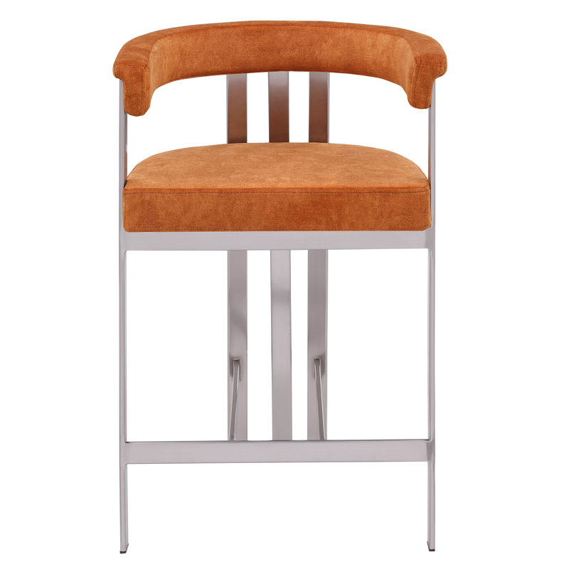 Tabouret de comptoir court 26 po Marcello, Velours doux cognac
