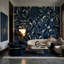 Papier peint abstrait floral bleu marine-550784996-550784999