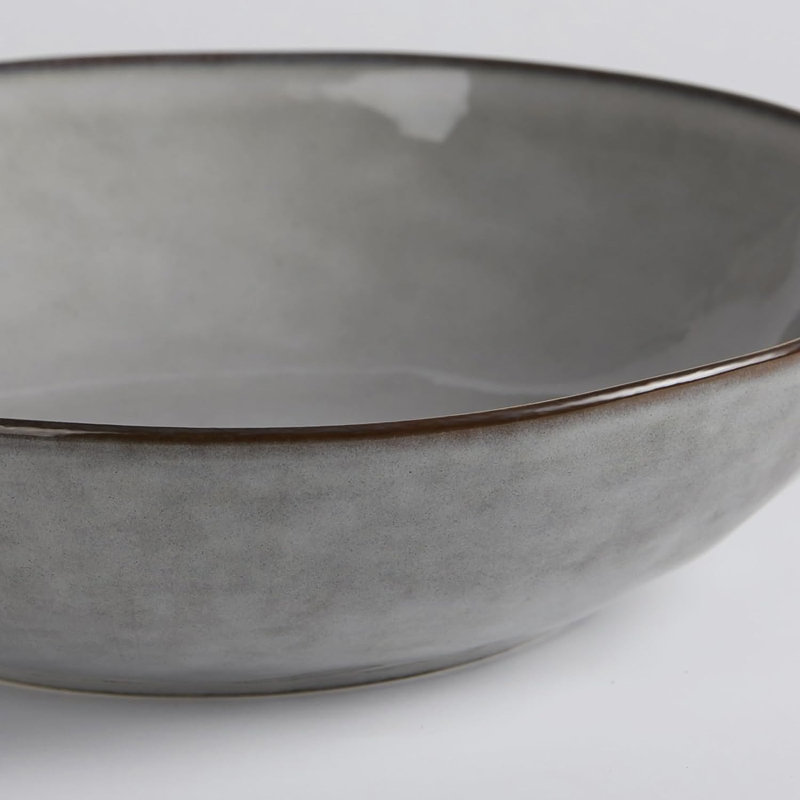 Grand bol à pâtes en grès de 8,5 po Leny, Gris