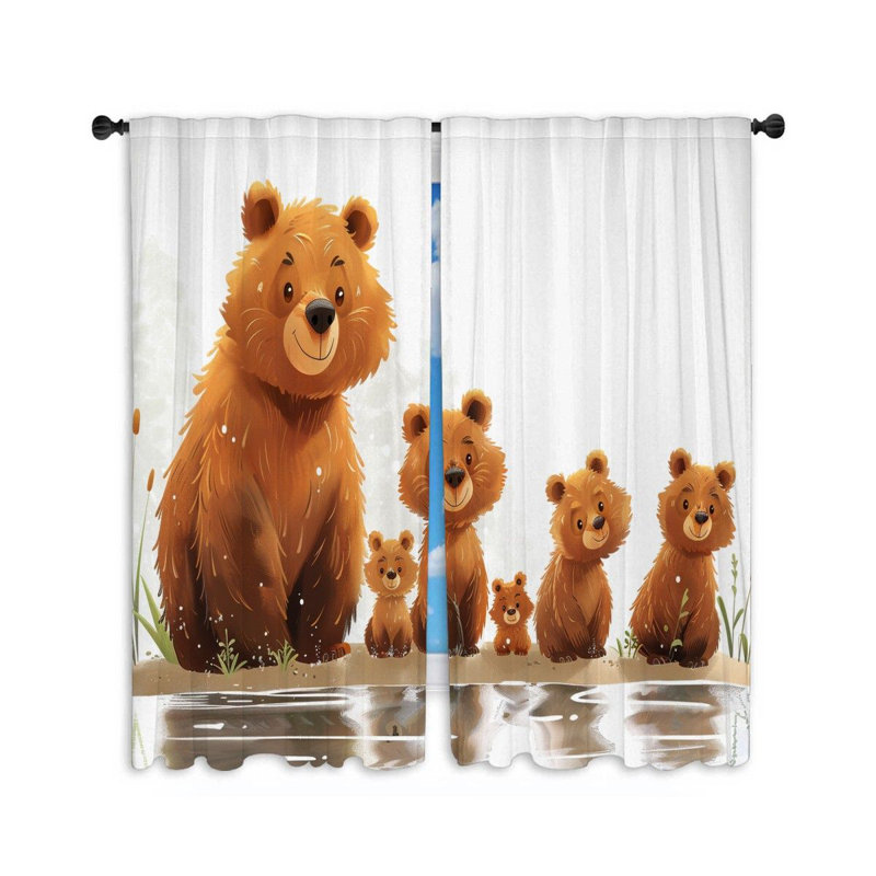 Rideaux de fenêtre Bear Family - Personnages mignons - 2 panneaux_12259, L 20 po x L 63 po