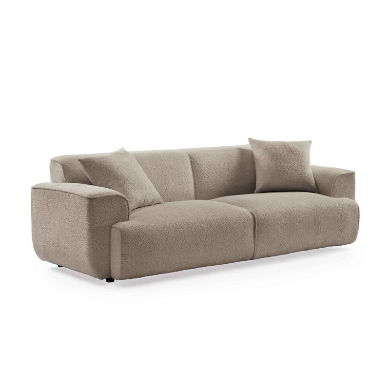 Wallas 231.1Cm Round Arms Sofa, Light Brow Boucle