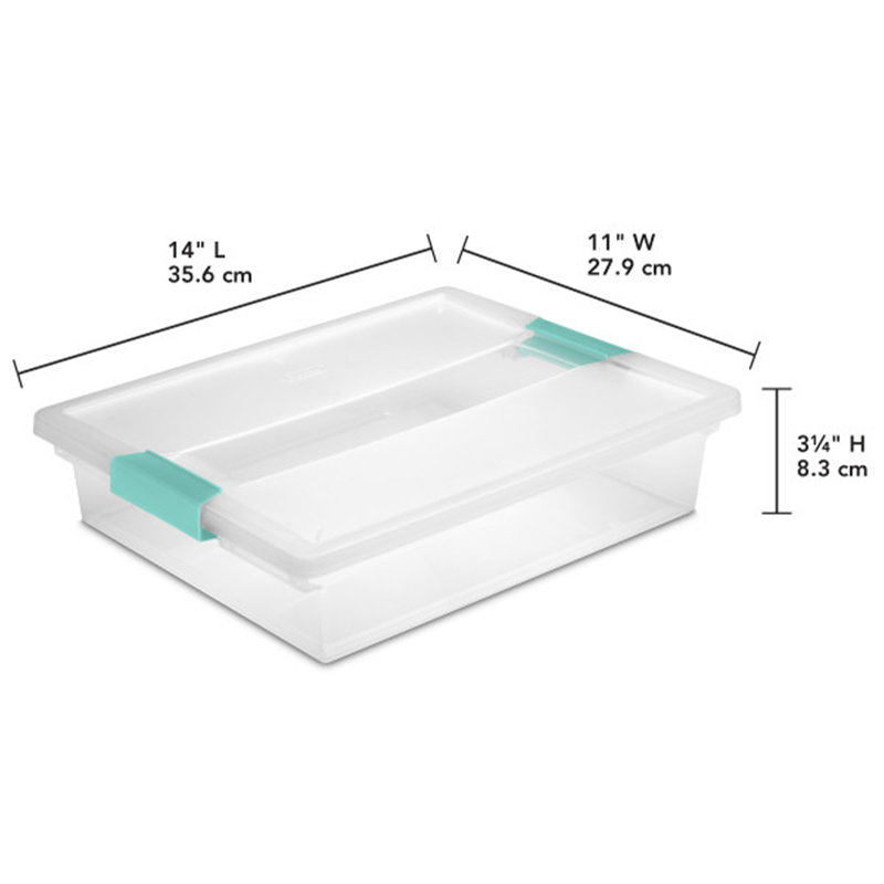 Sterilite Plastic Stackable Storage Bin w/Clear Latch Lid, 6, 5.7 quarts