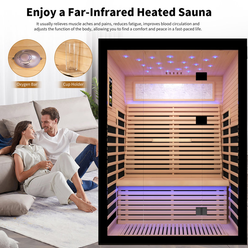 OUTEXER Far Infrared Home Sauna for 2 Person 2100W 110V Indoor Sauna