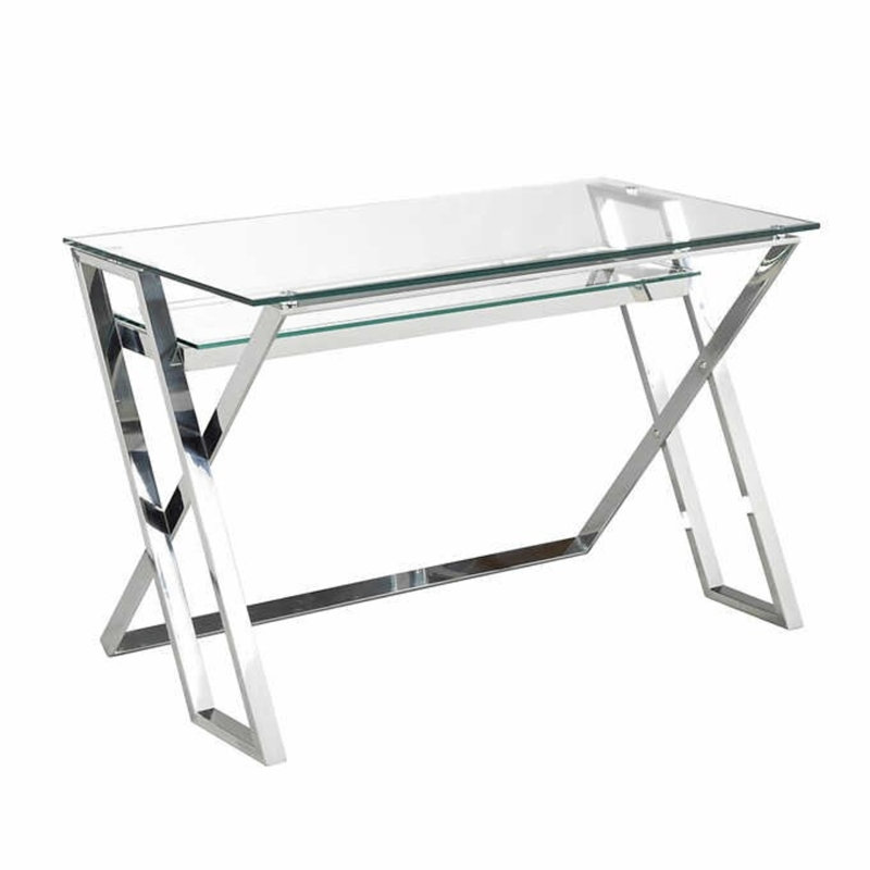 Ridgeton Glass Top Metal Base Writing Desk