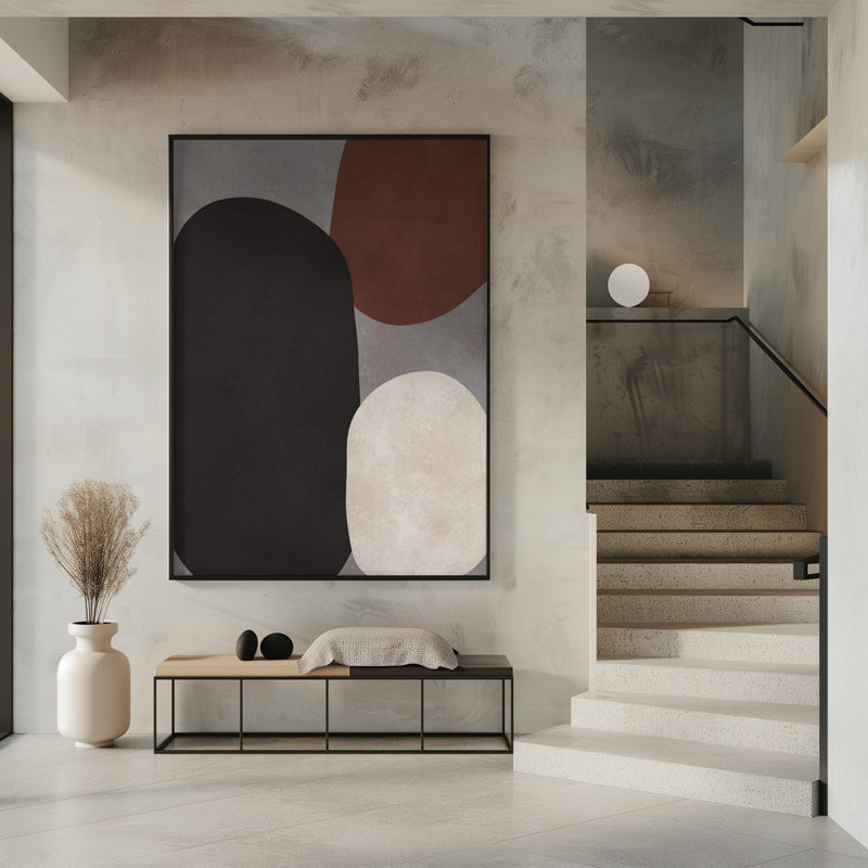 "Expressionist abstrait", art mural texturé encadré, Noir, noir, noir, noir, H 14 po x l 10 po