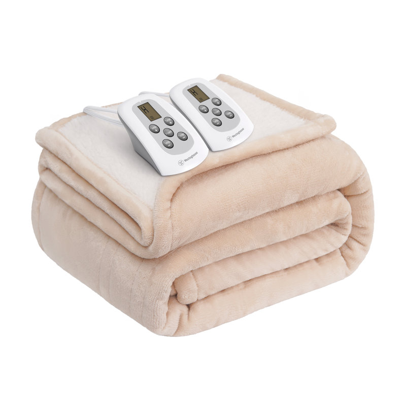 Couverture chauffante Westinghouse, couverture douce en flanelle à Sherpa, Grand lit, Beige