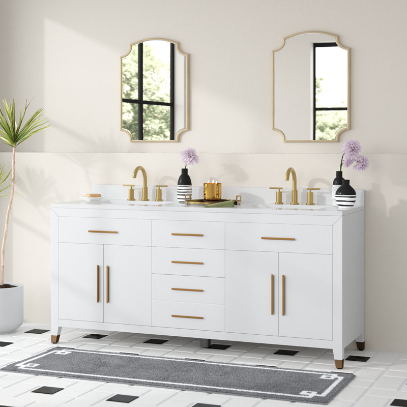 Meuble-lavabo double 72,5 po avec dosseret Maddison, Blanc
