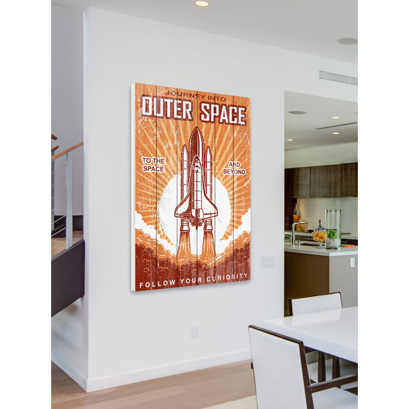«Outer Space», reproduction sur bois blanc, H 60 po x l 40 po x P 1,5 po