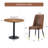 Table And Chair Set.31.5 Inch Dark Wood Grain Round Dining Table - Suction Molding Annular Texture.Paired With 2 Browntechnology-Fabric Material Dining Chairs.Suitable For Kitchen,Dining Room,Etc.-1039645688-1039645689