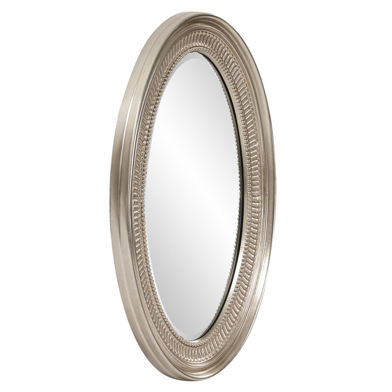 Busey Ribbed Oval Framed Accent Mirror, Brushed Nickel