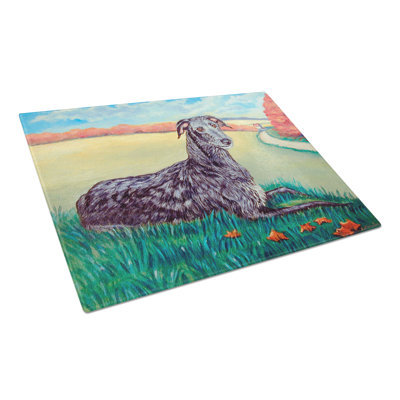 East Urban Home Scottish Deerhound Glass Cutting Board