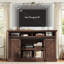Meuble télé Chiara de style ferme de 66 po de large avec porte coulissante de style grange et grandes étagères de rangement, brun-1070031003