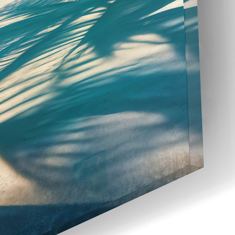 Art mural en verre épique «Paradise Beach 2» par Rey Klimt, 16 po x 12 po