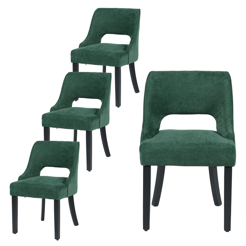 Chaises d'appoint rembourrées avec pieds en bois massif, Beige, 4