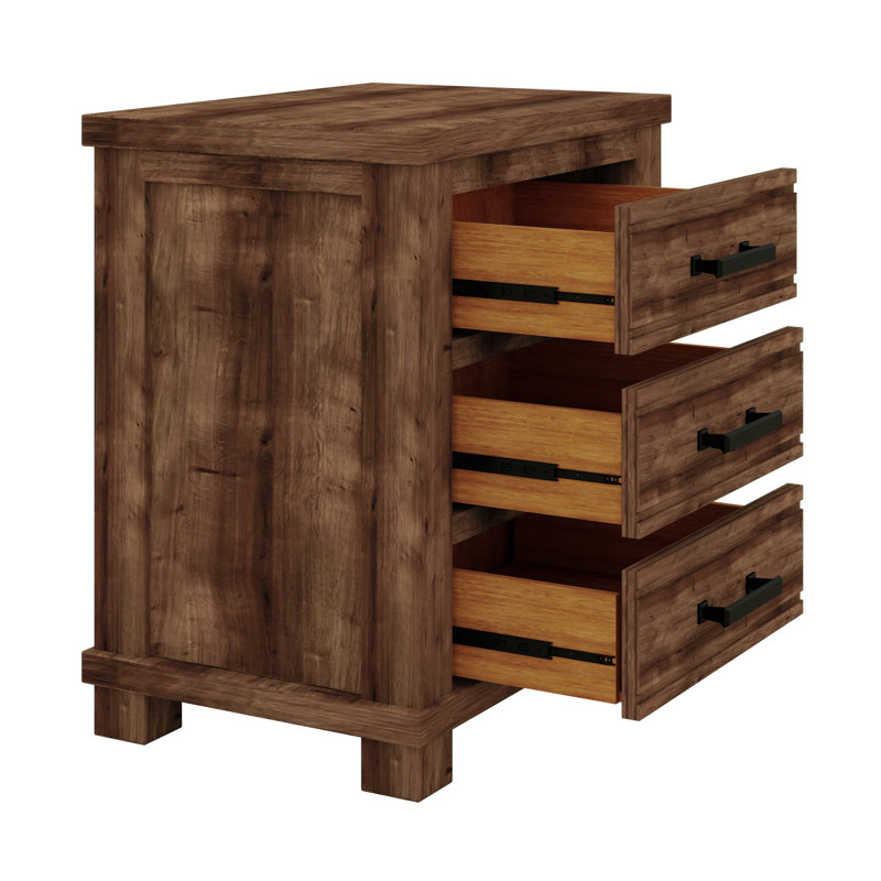 Rustic Farmhouse Three Drawer Nightstand
