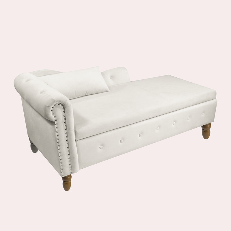 Modern And Comfy Style Chaise Lounge With A Pillow, For Indoor Use, Beige 