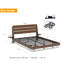 Cadre de lit flottant pour grand lit avec lumières à DEL et station de charge, cadre de lit pour grand lit en bois avec tête de lit, aucun sommier requis, assemblage facile, noir.-1334231484