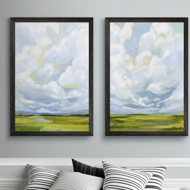 «Lucid Skies III» par Vincent Van Gogh - ensemble de 2 reproductions d'art encadrées, Ensemble de toiles avec cadres ébène