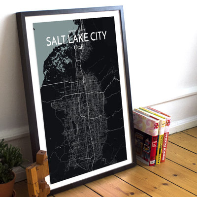 « salt lake city map », reproduction d’impression sur affiche en noir de minuit