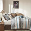 Édredon 7 pièces bleu grand - motif géométrique complexe, 100% brossé, avec jupe de lit, coussins décoratifs pour imprimés élégants, rembourrage inclus-120264861-120264864