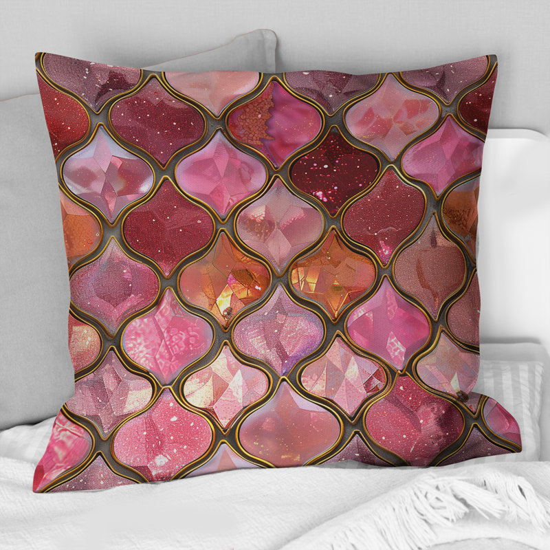Coussin moderne rose et or Glamour Glitter I, H 16 po x l 16 po