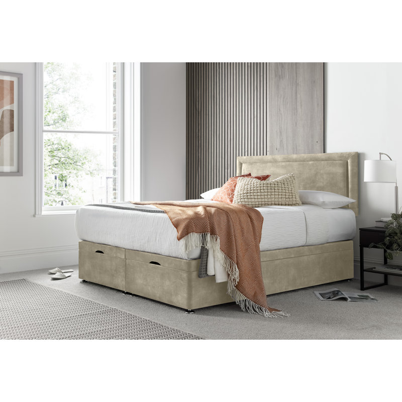 Regent Border Conistan Divan Ottoman with Headboard on Struts, Almond, Double (4'6)