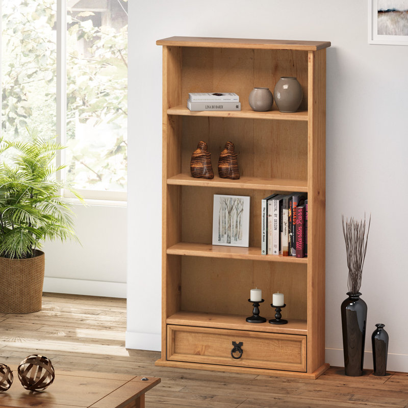 Bridewell Solid Wood 103cm H Media Shelves, Antique Wax