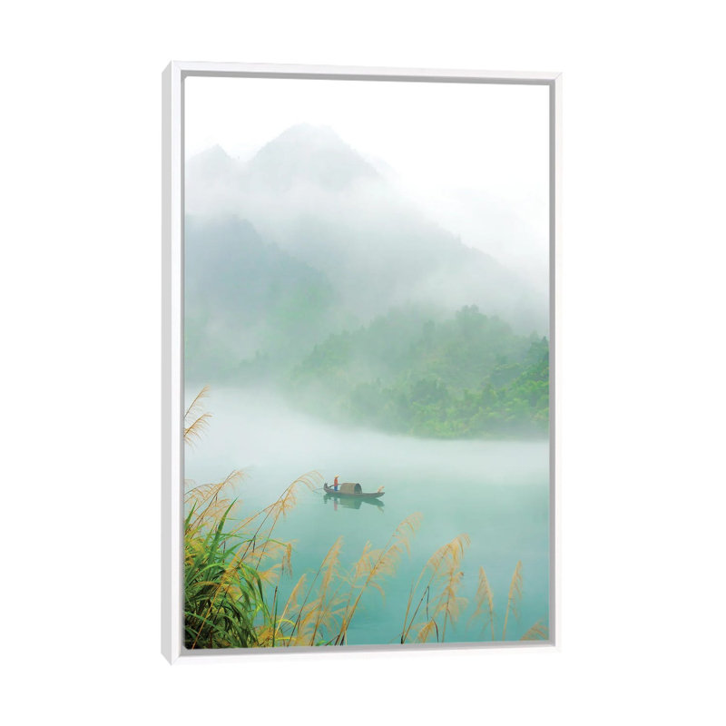 Fog Sprinkle the East River 1 Piece Floater Frame Wall Art on Canvas, 66.04 cm H x 45.72 cm W, Brown Floater Framed