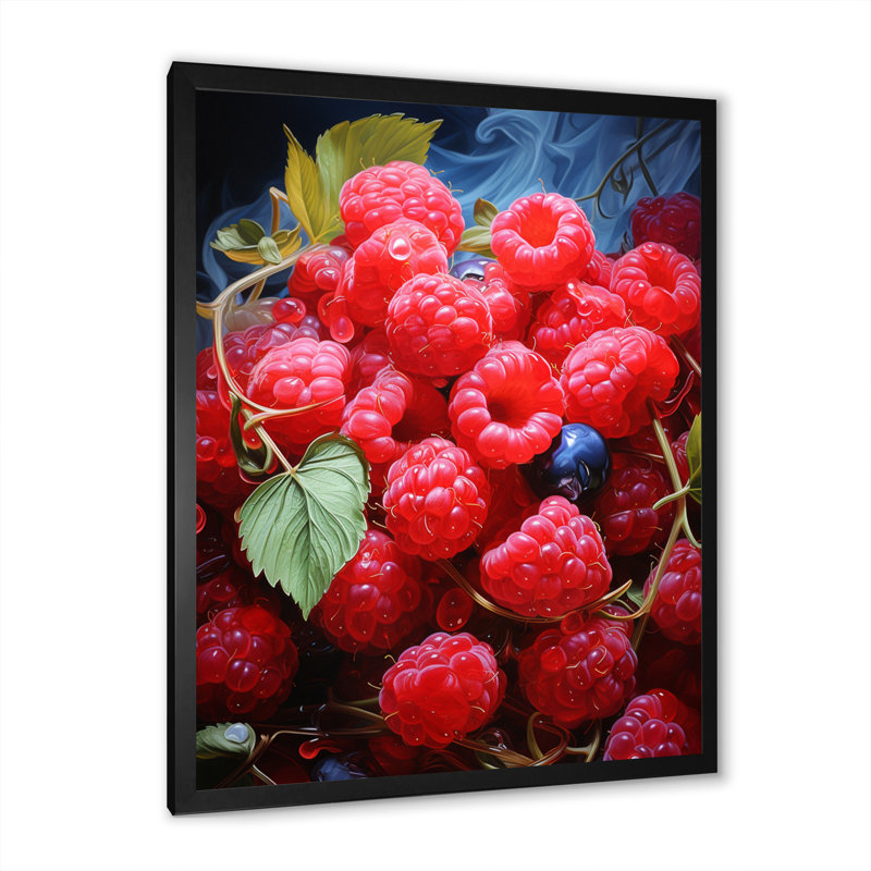 Fruit Raspberry Rhapsody Expressive, reproduction d'art sur toile, Cadre noir, H 20 po x l 12 po x P 1 po