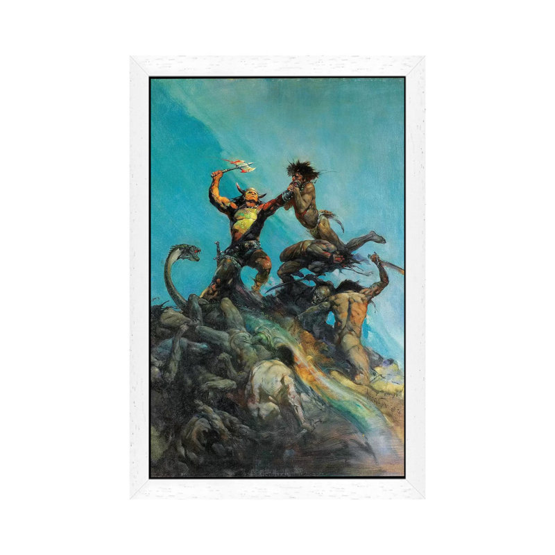 Indomitable by Frank Frazetta - Painting on Canvas, White Floater Framed, 66.04 cm H x 45.72 cm W