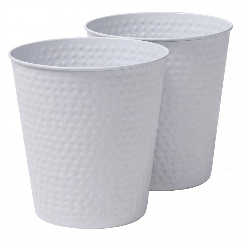 Poubelle en acier martelé 2 gallons Axel, Blanc mat