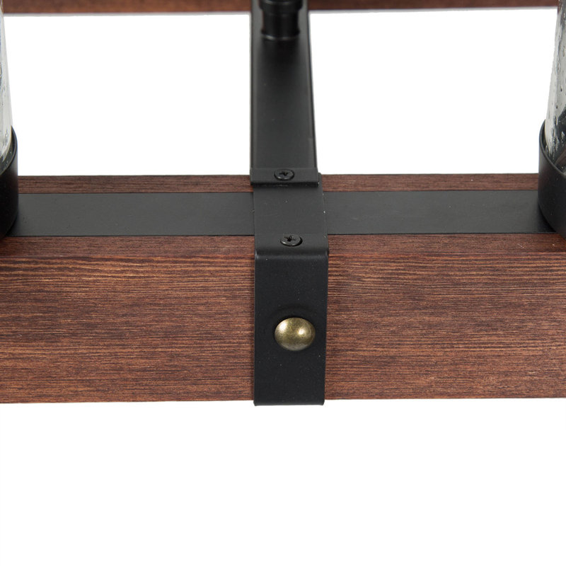 Lustre carré / rectangulaire unique à 6 lumières Bacup, Bois de pin