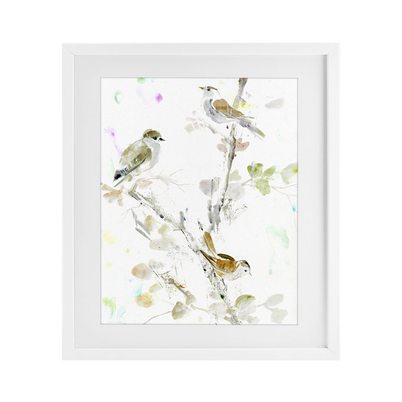 «Delicate Feathers Trio», reproduction sous verre encadrée, design par Lorenzo Collective, H 21 po x l 17 po