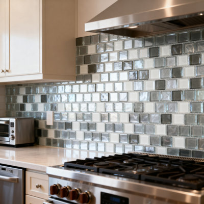 Geo 1 in. x 1 in. Textured Glass Straight Edge Brick Mosaic Wall & Pool Tile