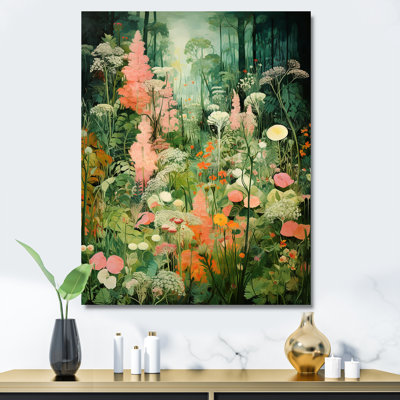 Enigma, fleurs de jardin roses et vertes 3 - tachisme, art mural