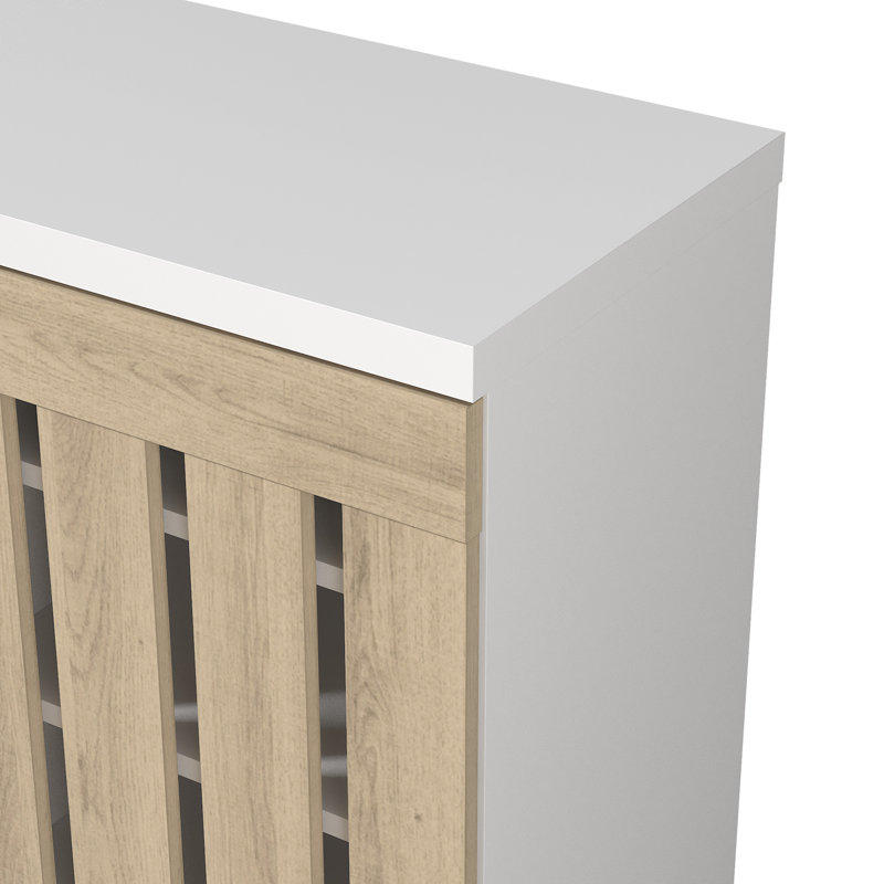 Baron 16 Pair Shoe Storage Cabinet, White/Oslo Oak
