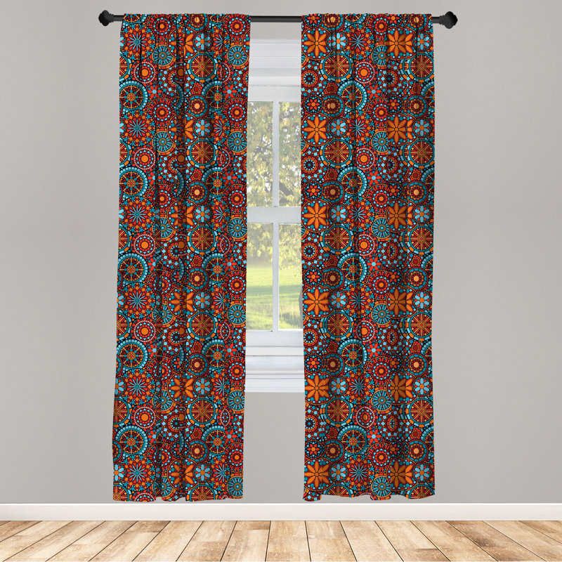 Mandala Geometric Semi-Sheer Rod Pocket Curtain Panels, 28" x 95"